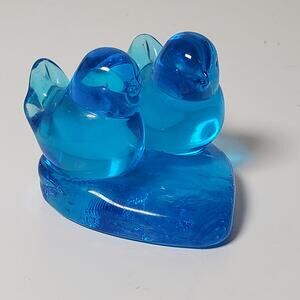 Bluebird Of Happiness Heart Love Bird Glass Statue Bright Blue Figurine Vtg 90s